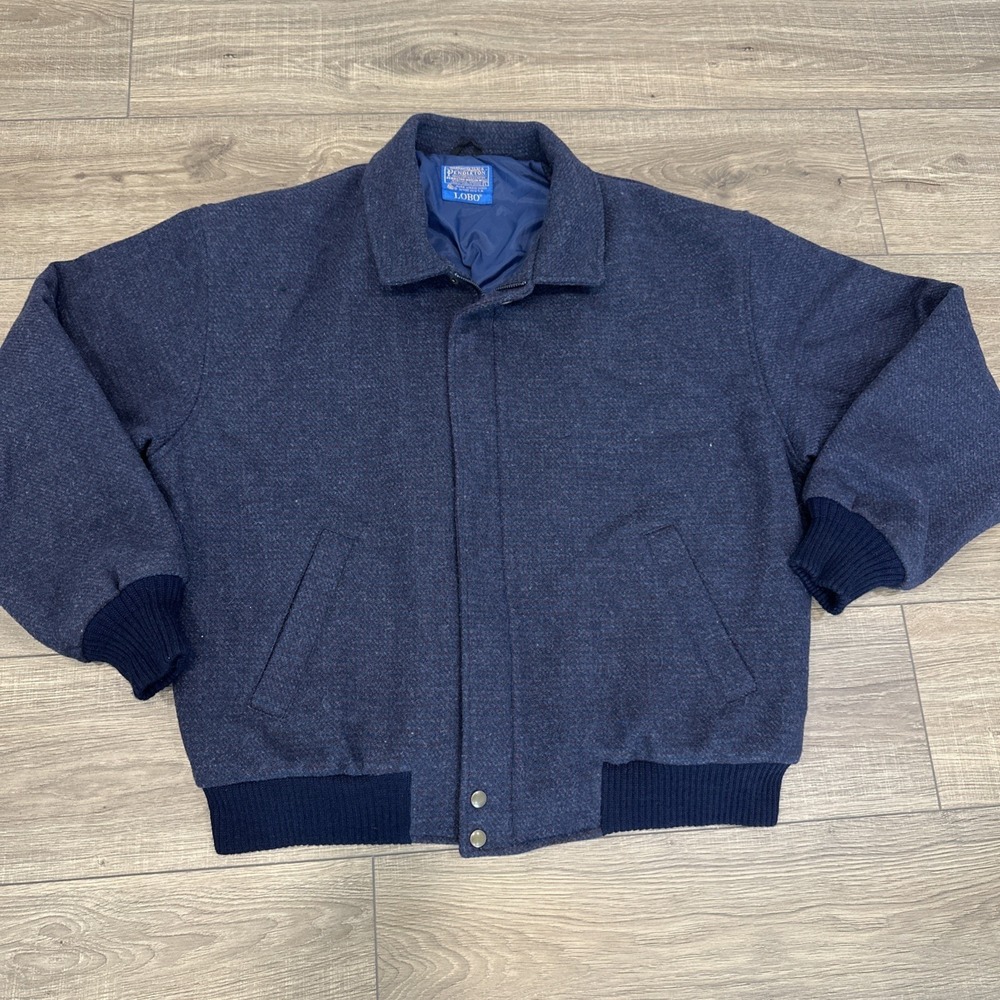 Pendleton Blue Lobo 100% Virgin Wool Collared Jacket Men's Large EUC